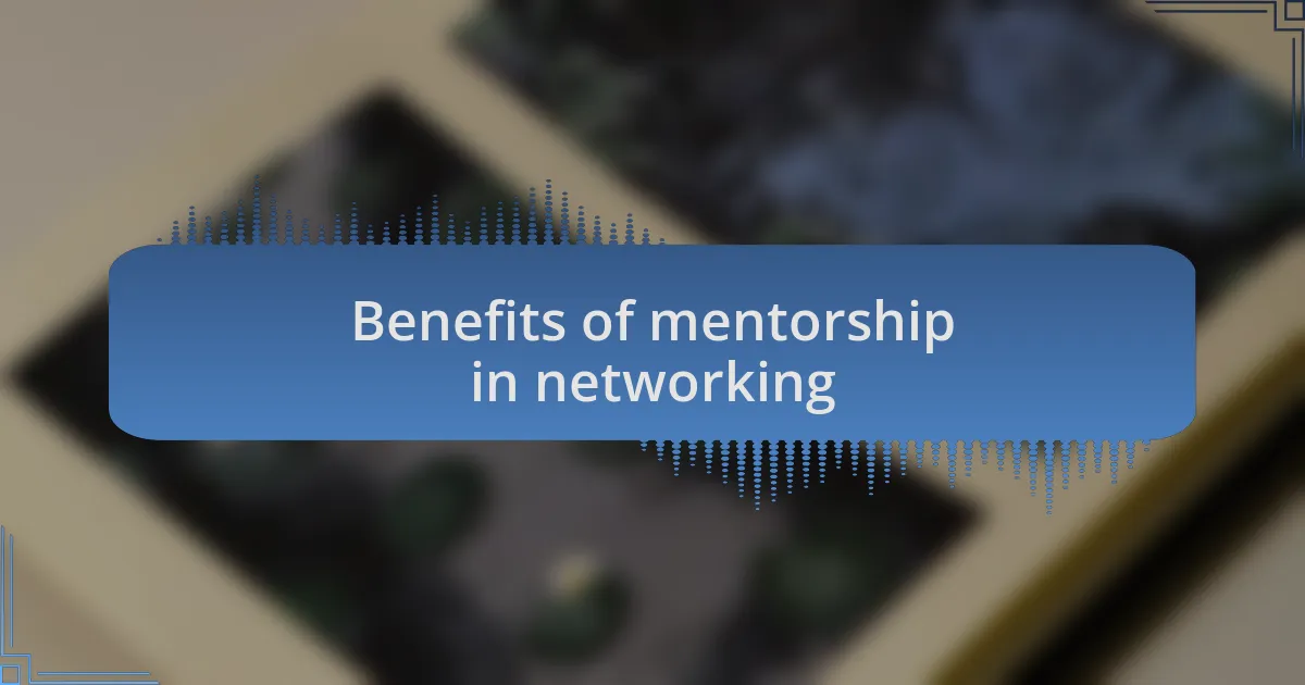 Benefits of mentorship in networking