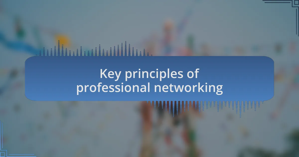 Key principles of professional networking