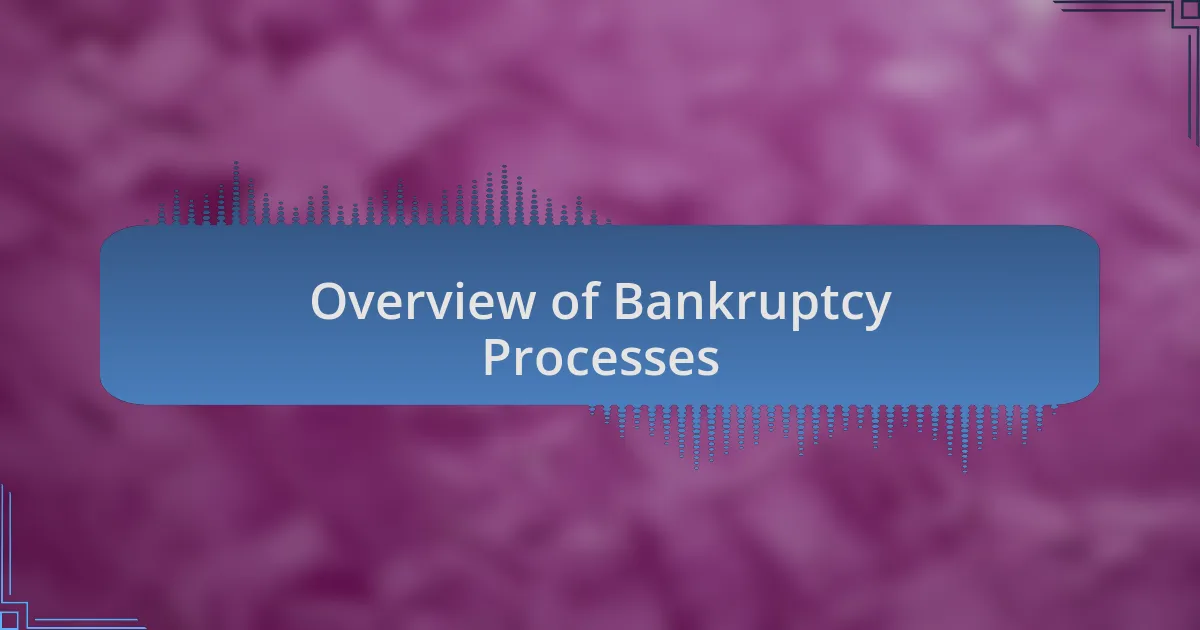 Overview of Bankruptcy Processes