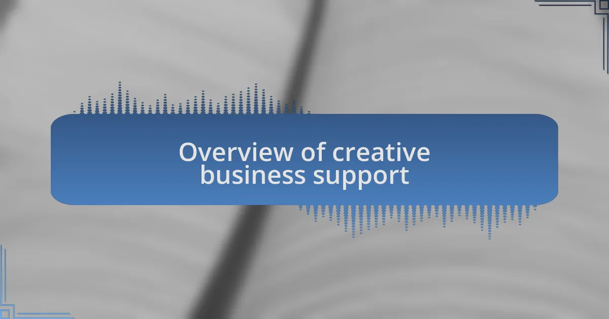 Overview of creative business support