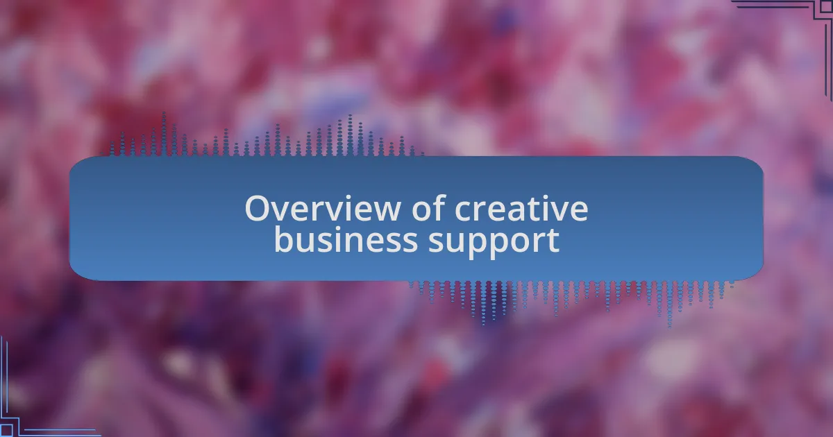 Overview of creative business support