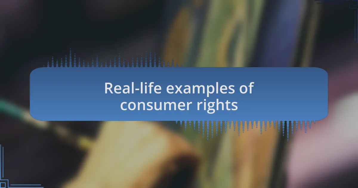 Real-life examples of consumer rights